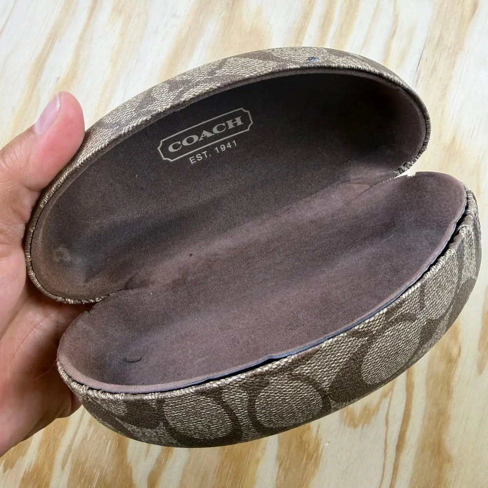 Coach Brown Signature C Monogram Hard Clamshell Sunglasses Eyeglasses Case